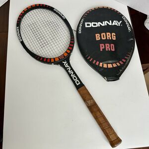 DONNAY BORG PRO Tennis Racket w/ Cover Rare Very Good Condition Black Vintage
